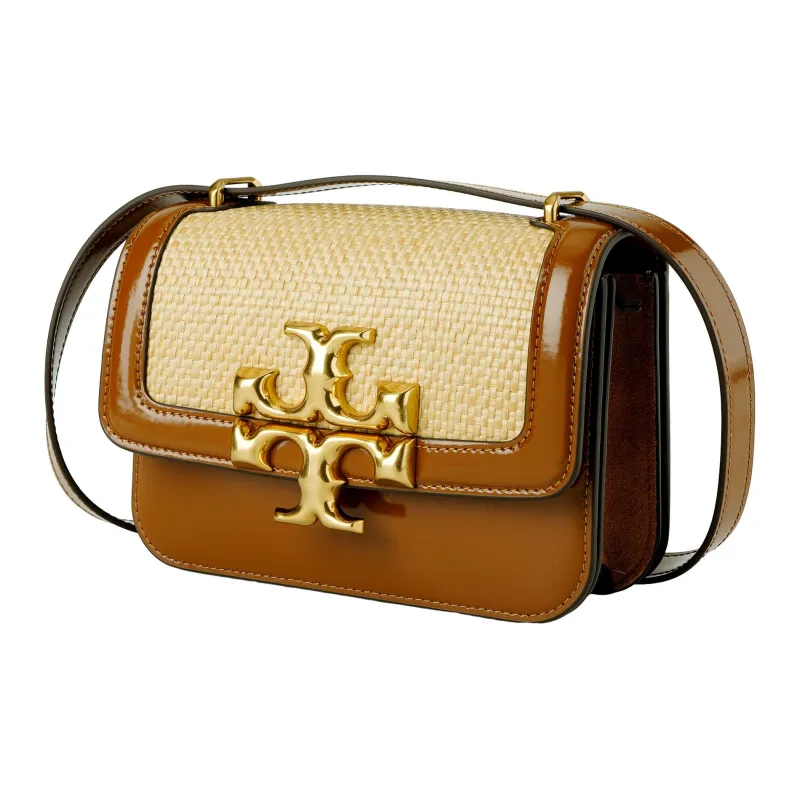 TORY BURCH Eleanor Suede Small Square Bag, Crossbody Bag, Shoulder Bag Small Size Women's Brown-1