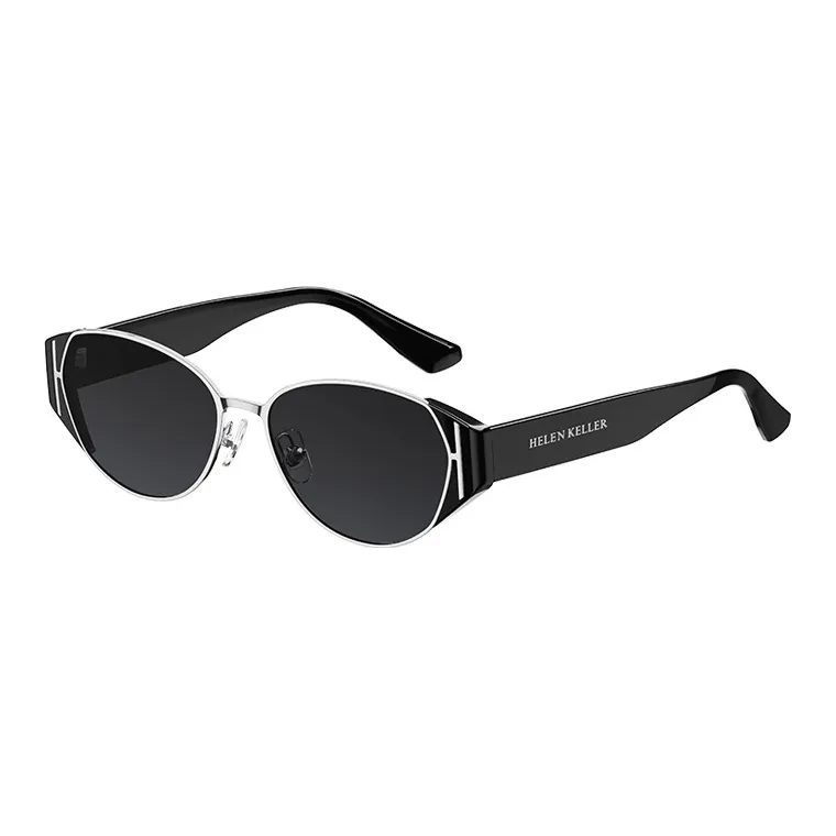 HELEN KELLER Plate Frame Oval Sunglasses Unisex-1