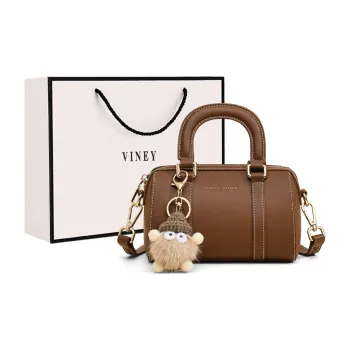 VINEY Cow Leather Handbag Shoulder Bag Crossbody Bag Bowling Bag Regular Women's Brown