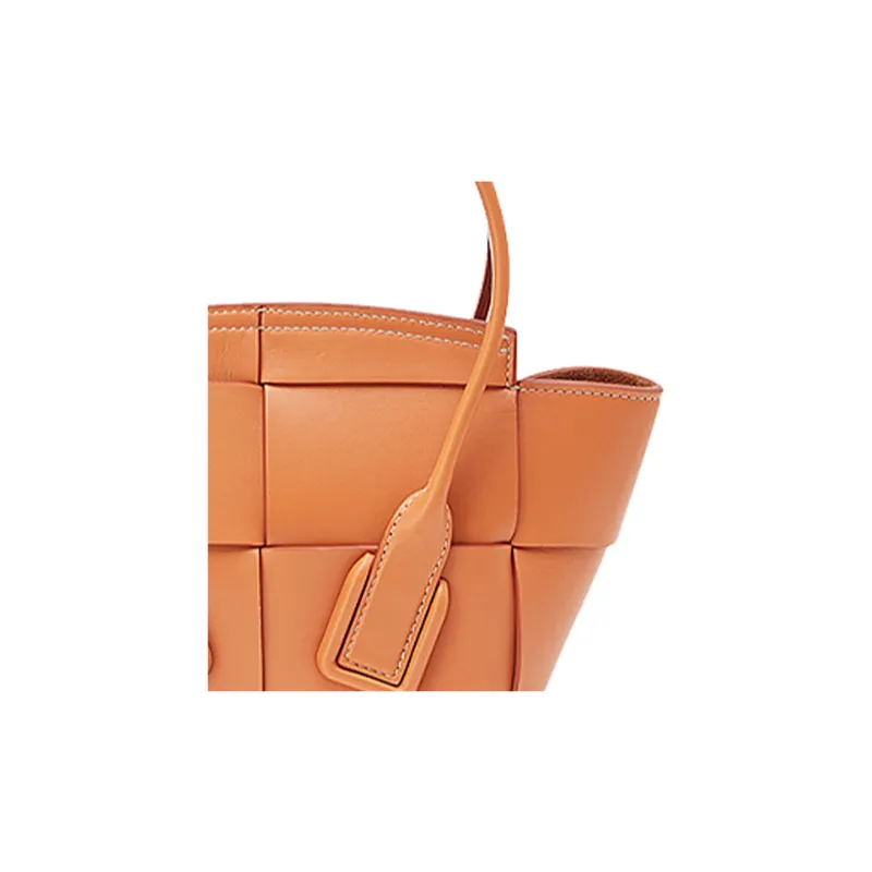 Bottega Veneta Smooth Finish Calfskin Bow And Arrow Bag, Shoulder Bag, Crossbody Handbag Mini Women's Caramel Brown-3