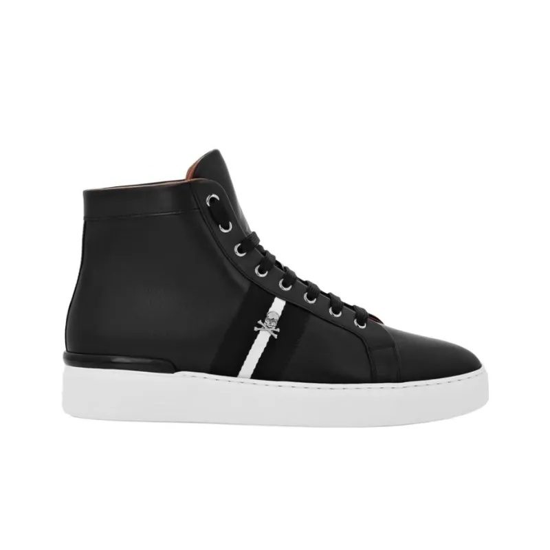 PHILIPP PLEIN High Top Skateboard Shoes Unisex Black-1