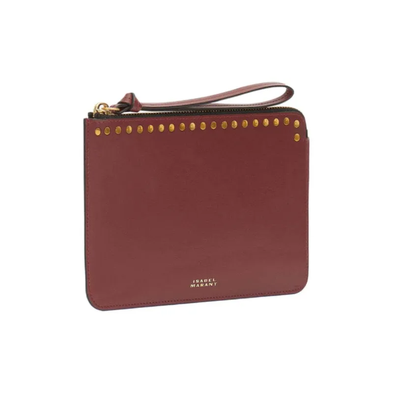 ISABEL MARANT Cow Leather Clutch Women's Burgundy Red-1