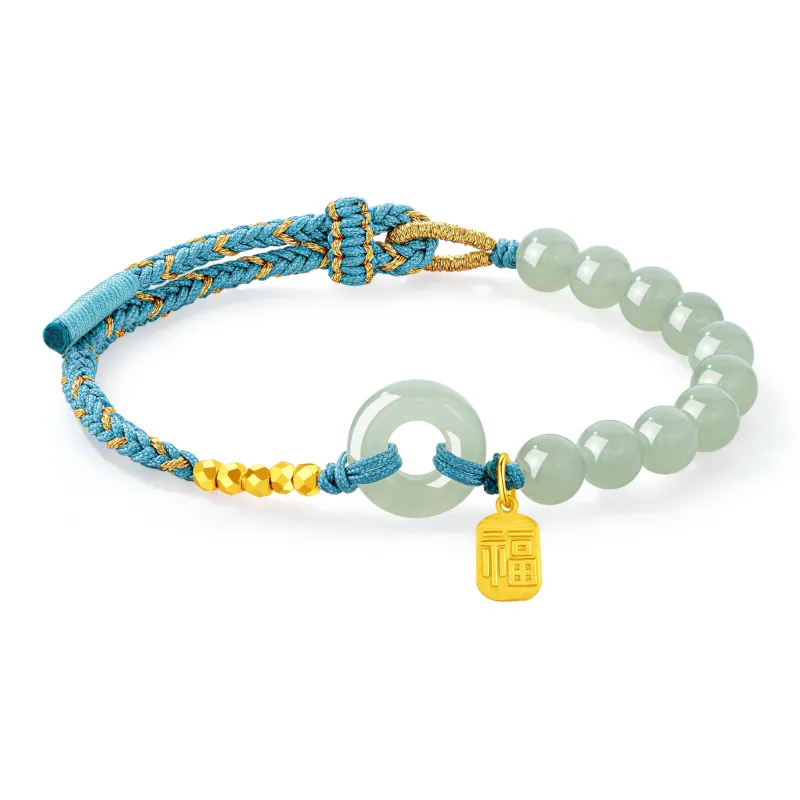 Lao Feng Xiang Hetian Jade Bracelets Green Jade Women's-0