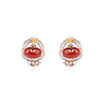 CHINA GOLD Agate Earrings Women's