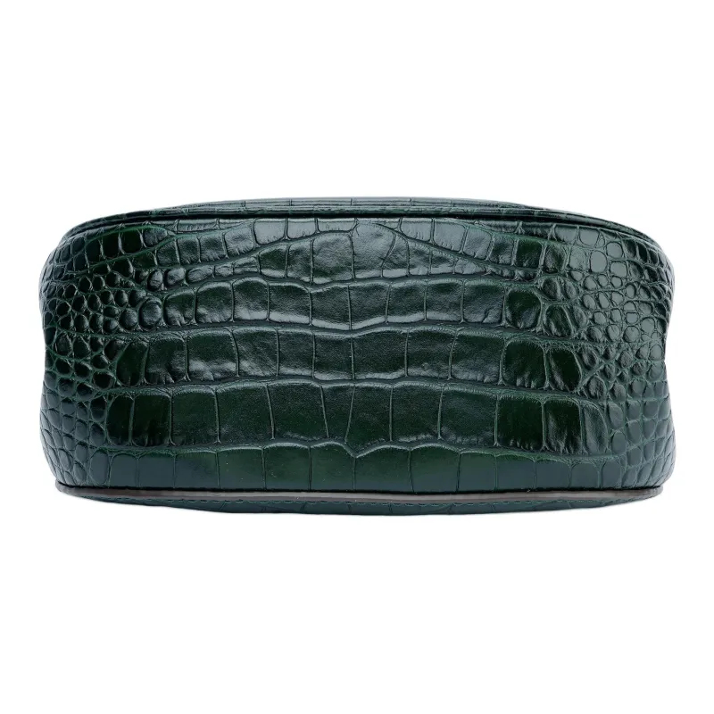 TORY BURCH Lee Radziwill Leather Saddle Bag Crossbody Shoulder Bag Women's Dark Green-3