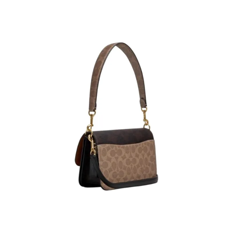 COACH Brynn Artificial Leather Shoulder Bag Medium Size Women's Walnut & Brown Yellow-1