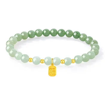 Lao Feng Xiang Hetian Jade Bracelets Pale Greenish White Jade Women's