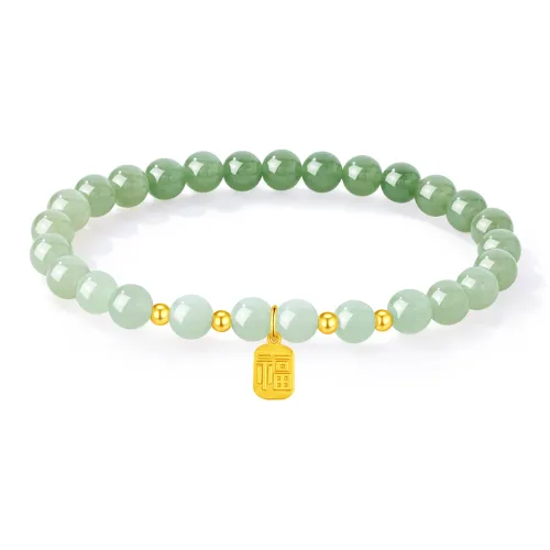 Lao Feng Xiang Hetian Jade Bracelets Pale Greenish White Jade Women's