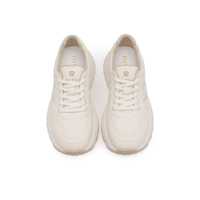 Ritai RITAI Height Increasing Rebound Low-Top Casual Shoes Women's Beige Apricot-2