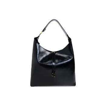 Chloe Marcie Shiny Calfskin Hobo Bag Handbag Shoulder Bag Women's Black
