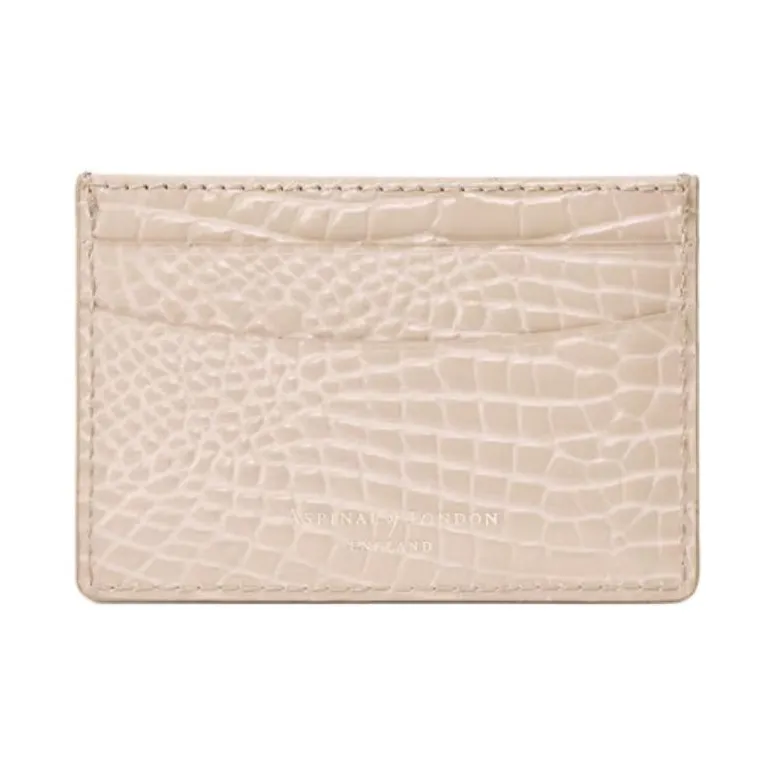 Aspinal Of London Full Grain Leather Card Holder Women's Taupe-1