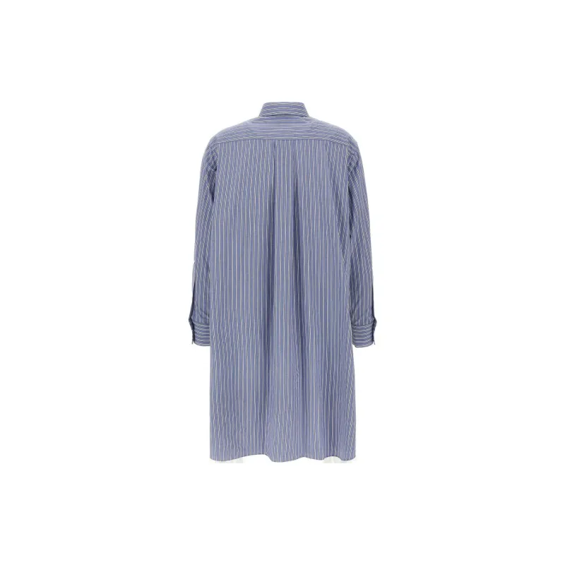 Sacai Pleated Striped Midi Shirt Dress-1