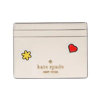 Kate Spade Hello Kitty Collaboration Cow Leather Card Holder Small Size Women's White