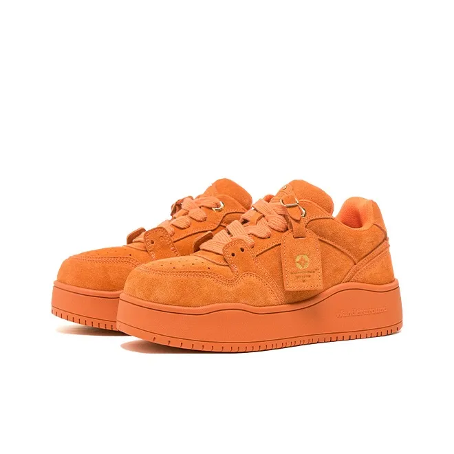 WANDER AROUND Anti Slip And Wear Resistant Height Increasing Low Top Skateboard Shoes Women's Orange-2