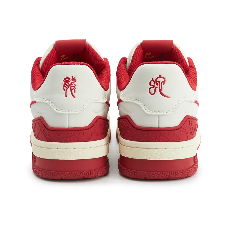 WE FLOWER Slip Resistant Cushioning Wear Resistant Breathable Height Increasing Low Top Skateboard Shoes Unisex Red-5