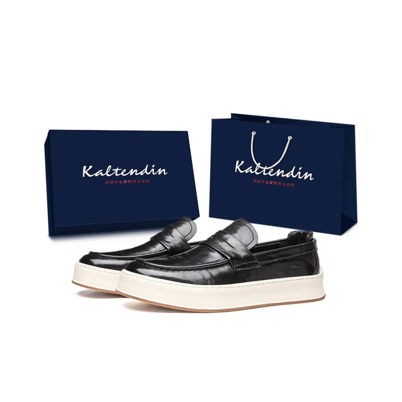 Kaltendin British Commute Vintage Loafers Men's Black-0