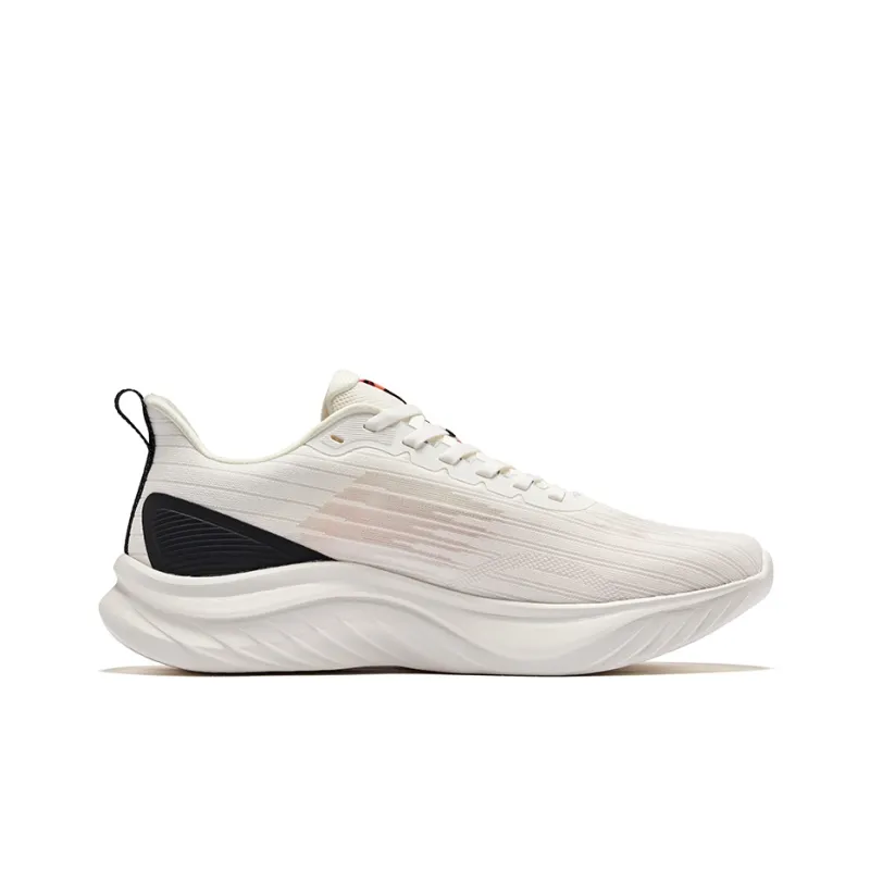 Erke Cushioning Lightweight Rebound Low-Top Casual Running Shoes Men's Microcrystal White Fluorescent Rose Red-1