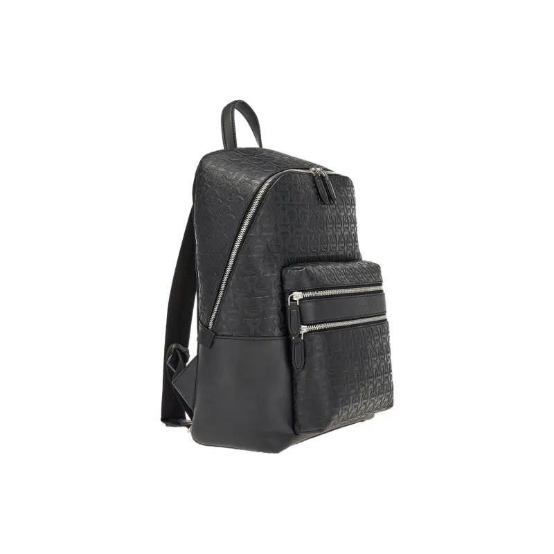 FERRAGAMO GANCINI Cow Leather Backpack Men's Black-1