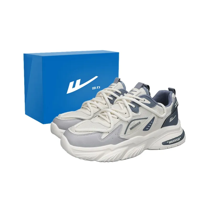 Warrior Durable Breathable Lightweight Low-Top Chunky Sneakers Men's Beige Red Blue-7