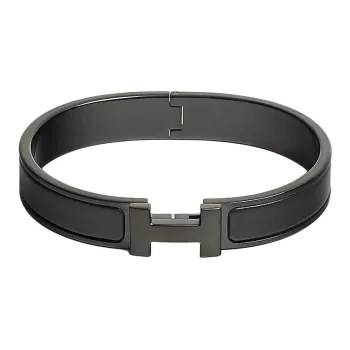 HERMES Enamel Bracelets Men's Black