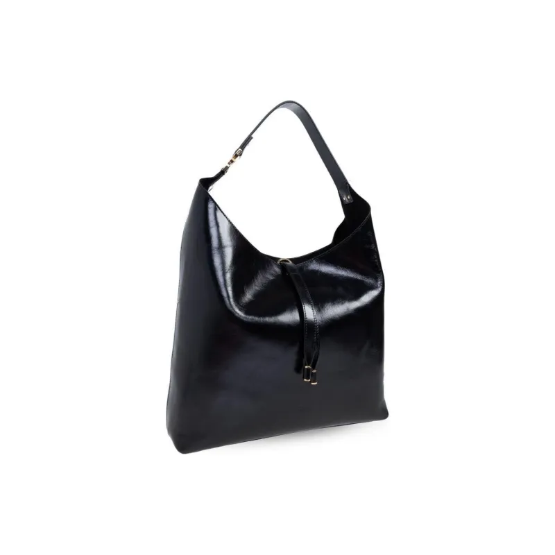 Chloe Marcie Shiny Calfskin Hobo Bag Handbag Shoulder Bag Women's Black-1