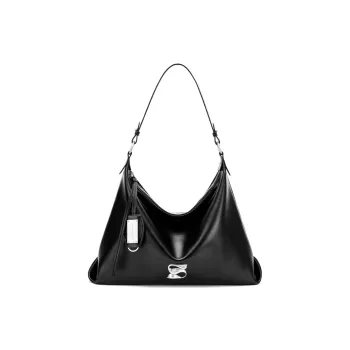 MCMIKO Split Cow Leather Bonded Artificial Leather Shoulder Bag Regular Women's Black