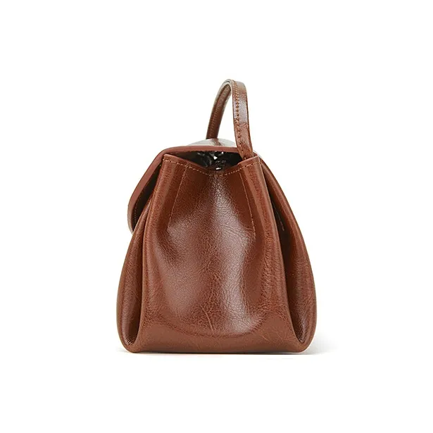BOSTANTEN Cow Leather Shoulder Bag Regular Women's Black/Coffee-5