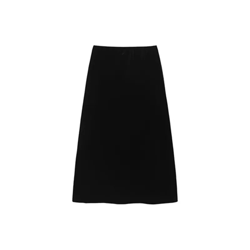HDFULERN Casual Long Skirts Women's Black-1