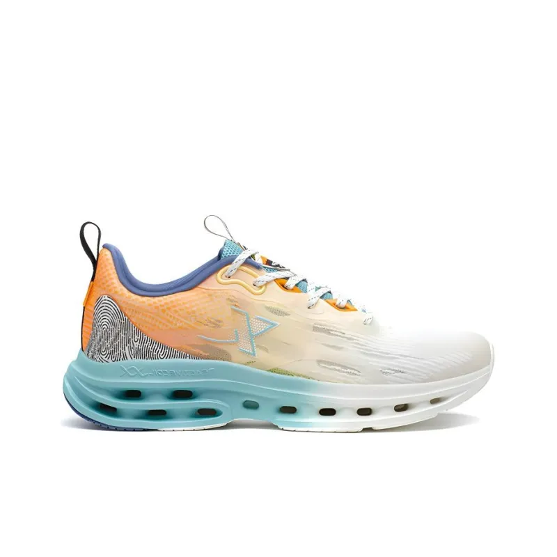 XTEP Shock Absorption Spinning 9.0 Cushioning Abrasion Resistant Breathable Low Top Running Shoes Men's White Yellow-1