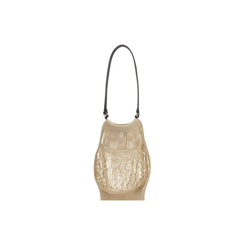 Lemaire Fabric With Cow Leather Handbag, Shoulder Bag Unisex Light Beige-1
