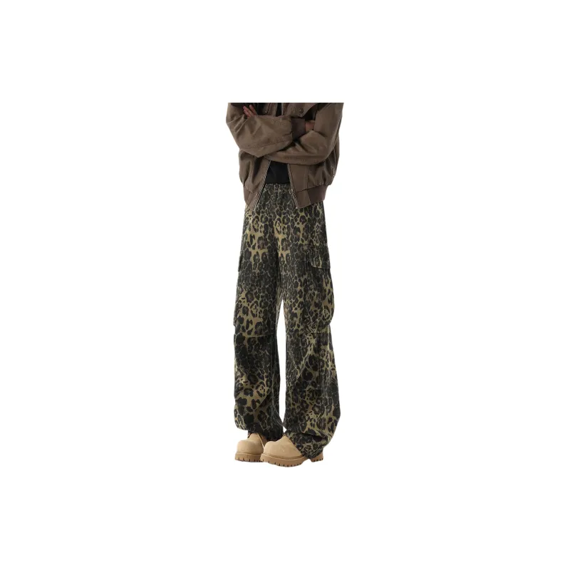 TESTUNG Casual Pants, American Vintage Distressed Outdoor Commute Versatile Sports Wide Leg Style Unisex-6