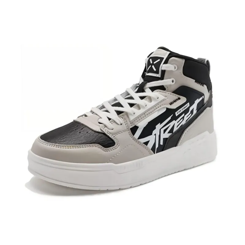 XTEP Anti Slip Wear Resistant High Top Skateboard Shoes Women's Black Gray Color-1