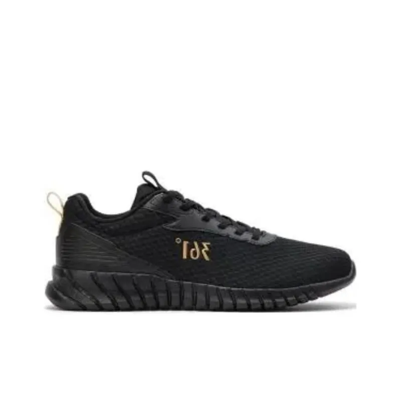 361° Breathable Low Top Running Shoes Men's Black Gold-1