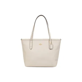 COACH City Zip Tote Leather Tote Bag, Shopping Bag, Shoulder Bag Small Size Women's White