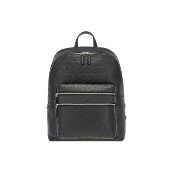 FERRAGAMO GANCINI Cow Leather Backpack Men's Black