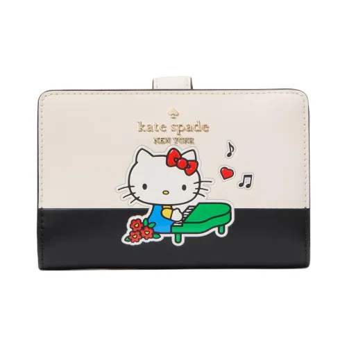 Kate Spade Hello Kitty Collaboration Cow Leather Wallet Medium Size Women's Multicolor