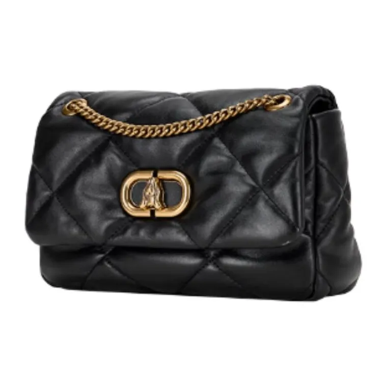 Hush Puppies Cow Leather Bonded Synthetic Leather Shoulder Bag Medium Size Women's Black-2