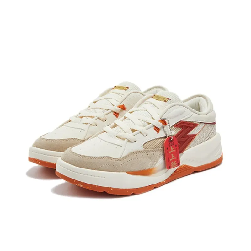 361° Wear-Resistant Slip-Resistant Coverage Low-Top Skateboard Shoes Men's White Red-1