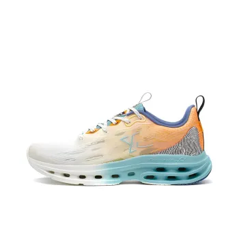 XTEP Shock Absorption Spinning 9.0 Cushioning Abrasion Resistant Breathable Low Top Running Shoes Men's White Yellow
