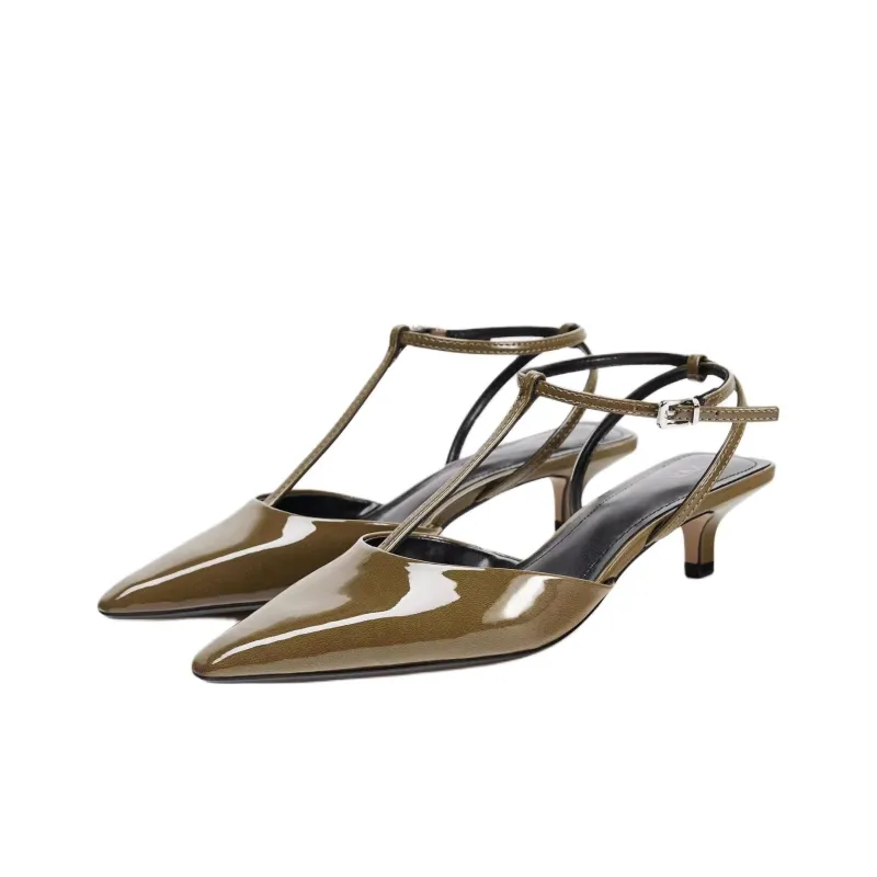 ZARA New Year High Heels 5cm Women's Green-2