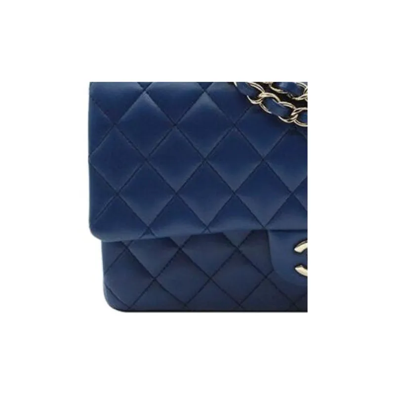 CHANEL Classic Flap CF Lambskin Handbag, Shoulder Bag Medium Size Women's Blue-2