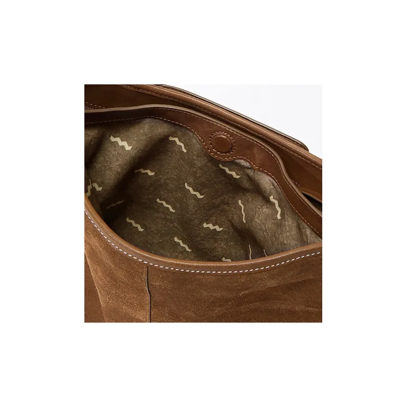 Songmont Suede Hobo Bag, Crossbody Bag, Shoulder Bag Medium Size Unisex Sandalwood Brown-2