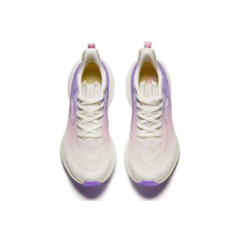 Anta Taming The Wind Cushioning Slip Resistant Low Top Running Shoes Women's White Pink Purple-3