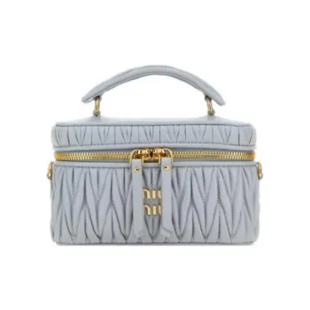 MIU MIU Leather Handbag Shoulder Bag Women's Blue