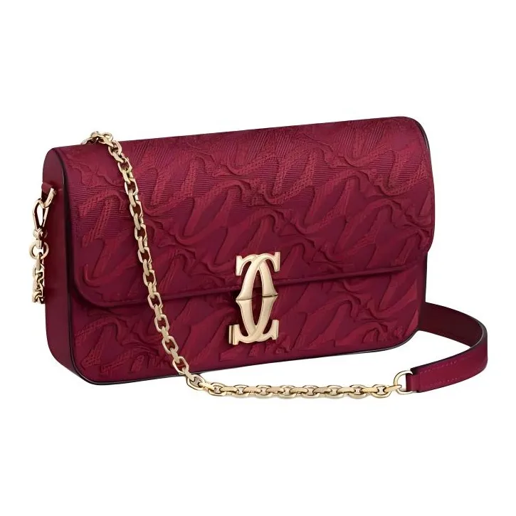 CARTIER C De Cartier Collection Calfskin Shoulder Bag Crossbody Bag Mini Women's Cherry Red-0