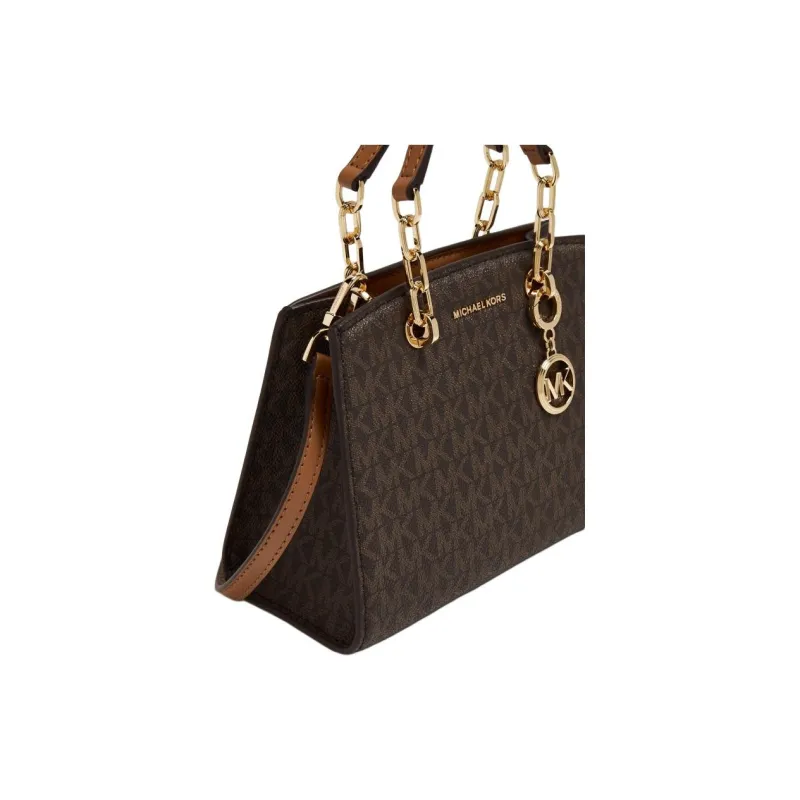 MICHAEL KORS Cynthia Artificial Leather Handbag Shoulder Bag Crossbody Bag Extra Small Women's Dark Brown & Acorn Brown-4