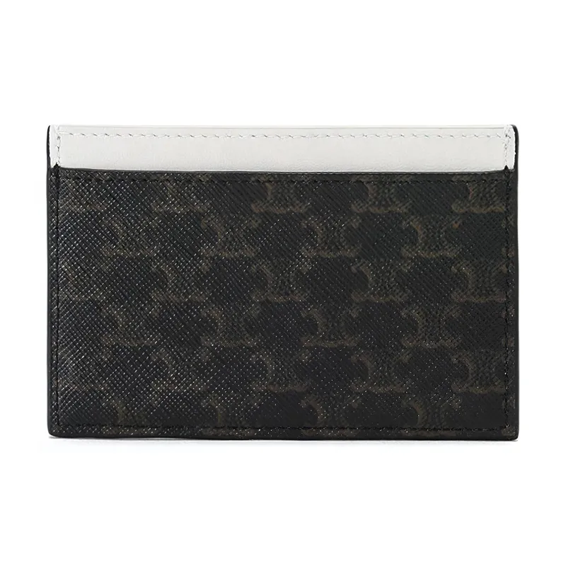 CELINE Coated Canvas Card Holder Card Holder Women's Charcoal Black Bone White Tawny-3