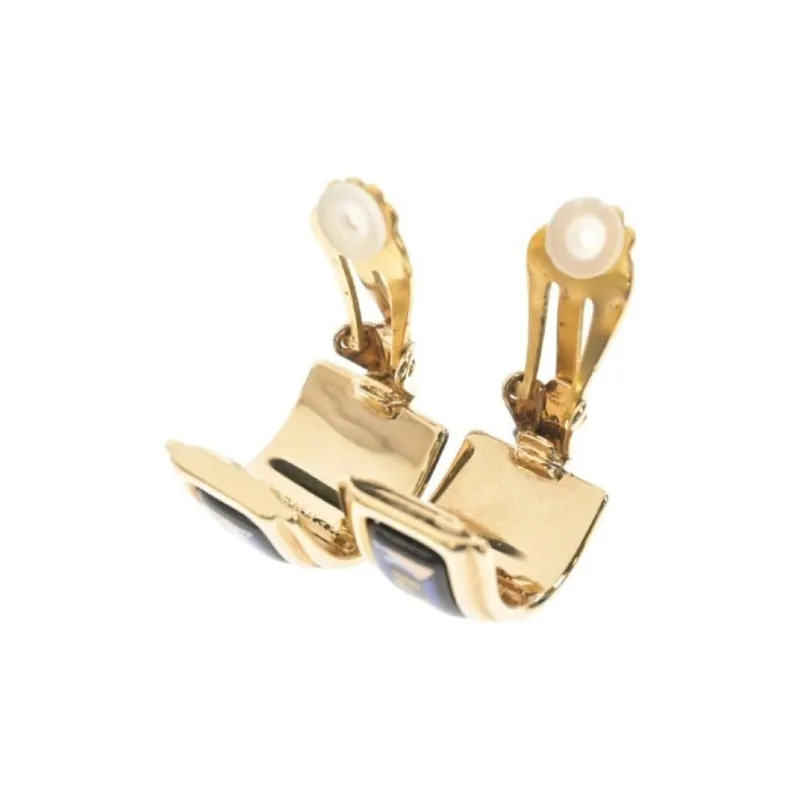 HERMES Enamel Earrings Women's Blue-1