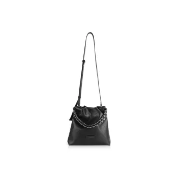 INJOYLIFE Cow Leather Shoulder Bag Crossbody Bag Medium Size Women's Black
