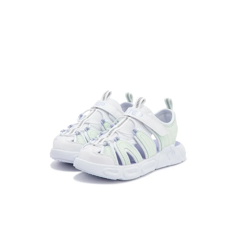 XTEP Slip Resistant Breathable Low Top Children's Sandals Special Step White Light Fruit Green Kids'-1